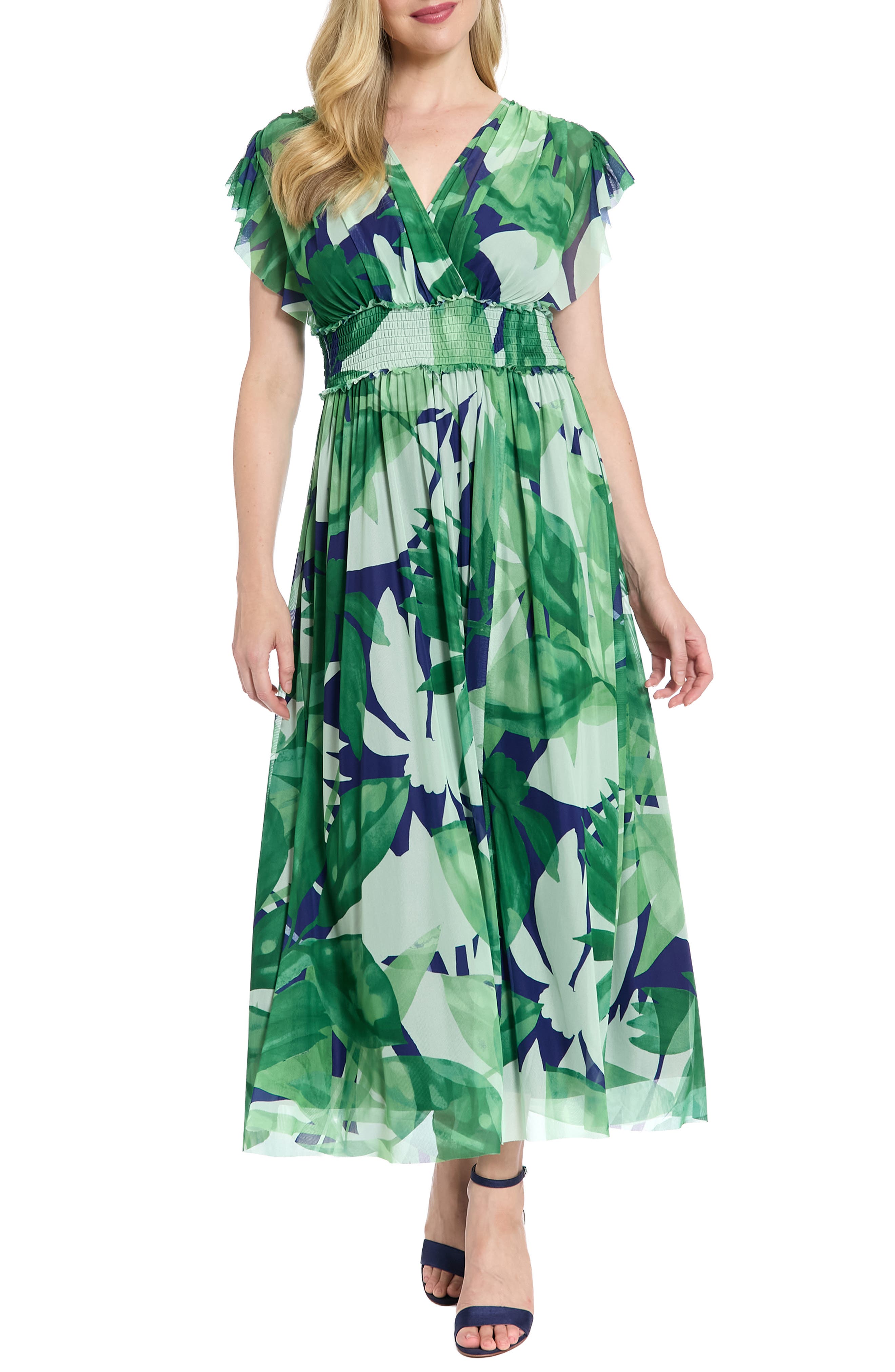 Cap Sleeve Mesh Maxi Dress - image 3