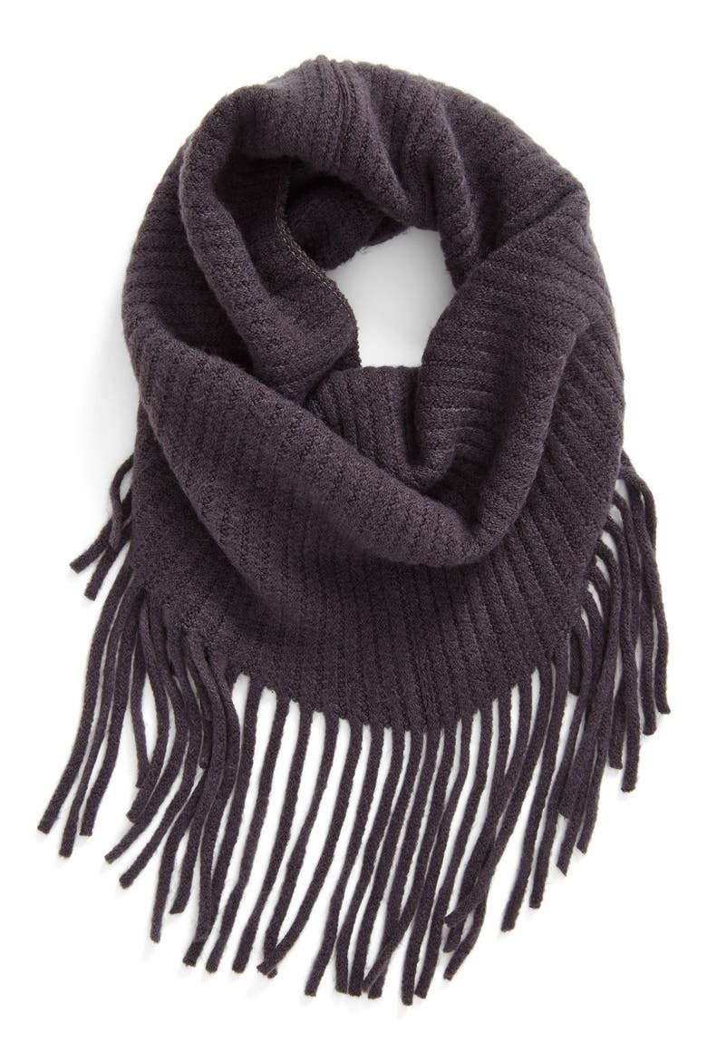 Fringe Infinity Scarf, Main, color, CHARCOAL