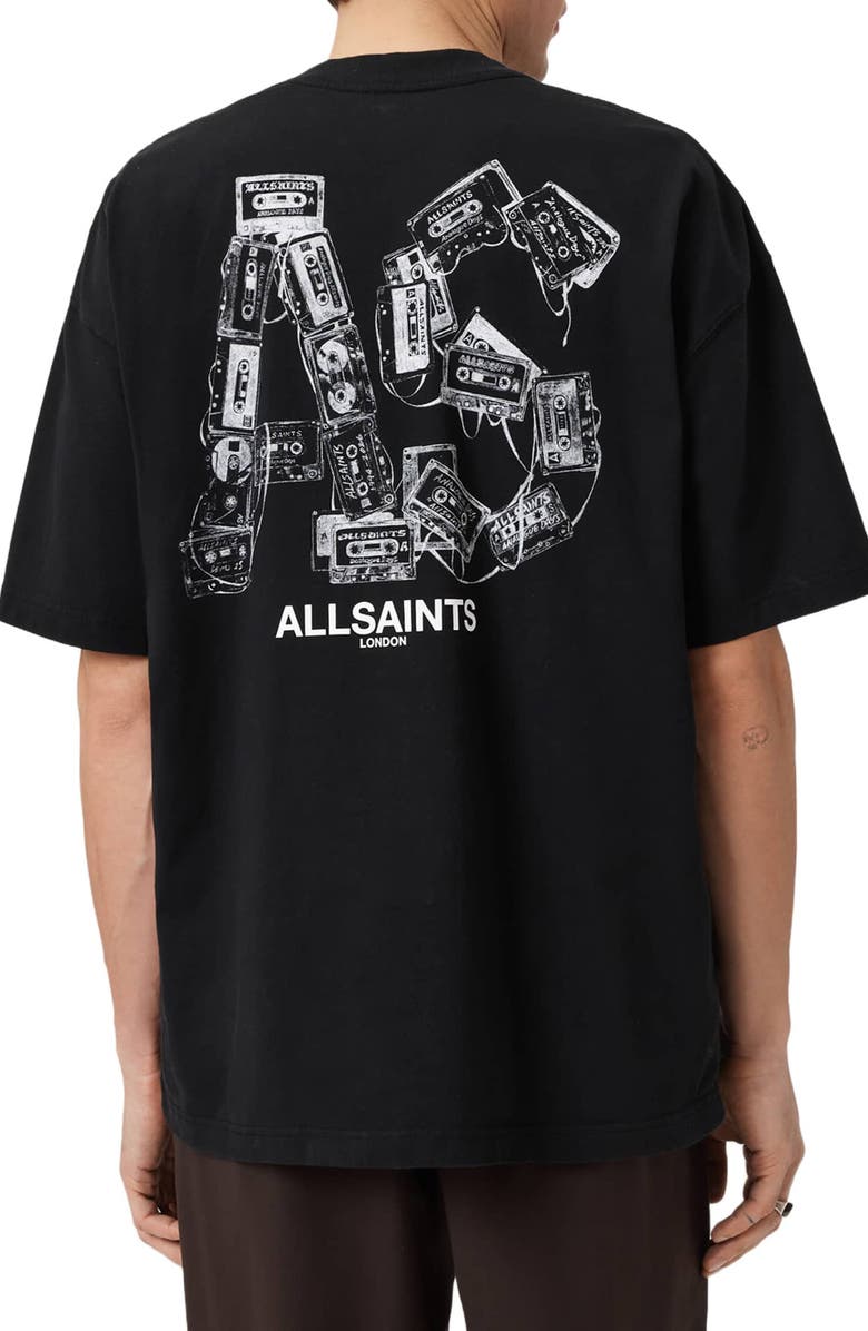 AllSaints Mixtape Cotton Graphic T-Shirt, Alternate, color, Jet Black