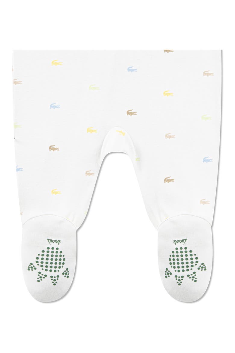 Croco Print Organic Cotton Footie, Alternate, color, BLANC