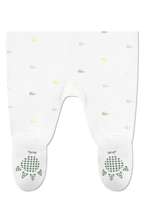 Lacoste Croco Print Organic Cotton Footie In White
