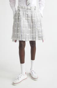Thom Browne Low Rise Pleated Tweed Skirt