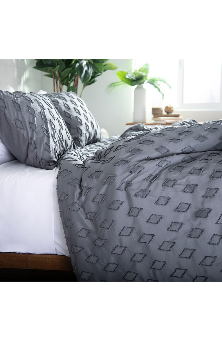 SOUTHSHORE FINE LINENS Delta Clipped Jacquard Duvet Cover Set, Alternate, color, Slate