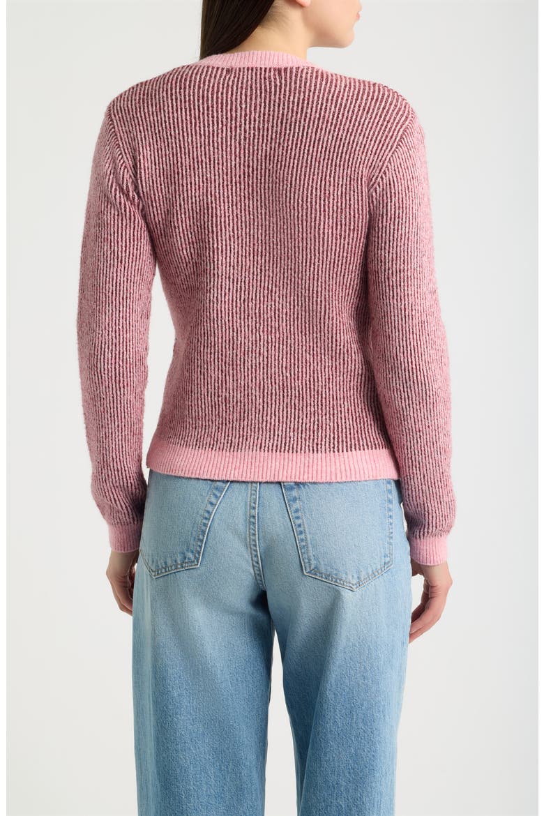 Two-Tone Knit Cardigan, Alternate, color, ROSE