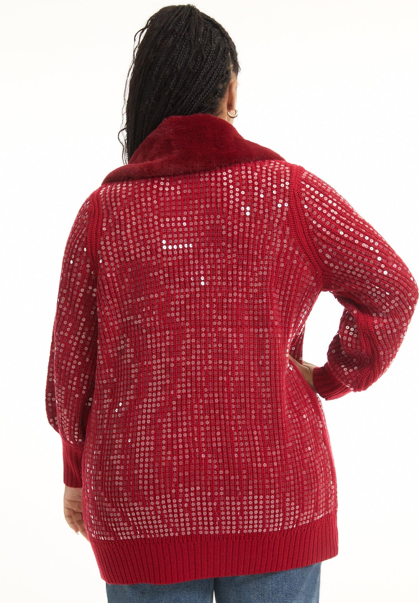 Sequin Button-Up Sweater - image 2