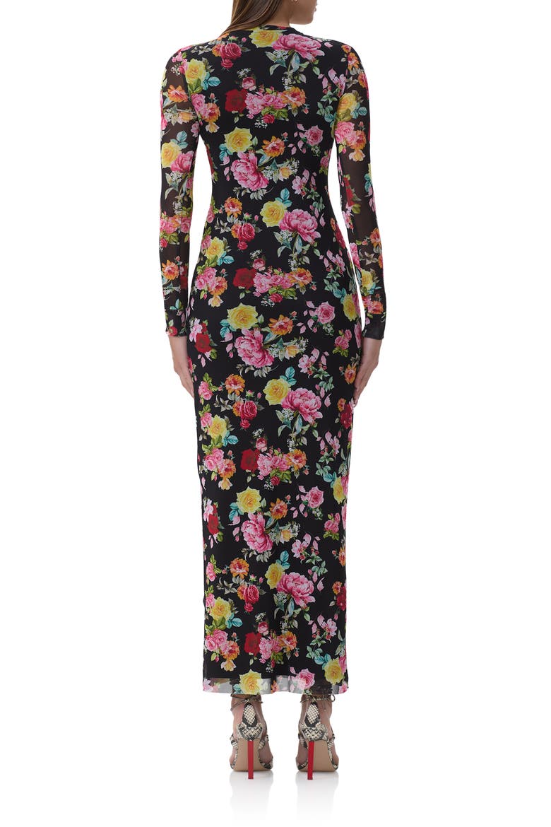 Didi Printed Long Sleeve Mesh Maxi Dress, Alternate, color, SPRING ROSE