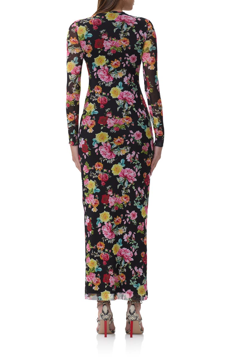 AFRM Didi Printed Long Sleeve Mesh Maxi Dress, Alternate, color, Spring Rose