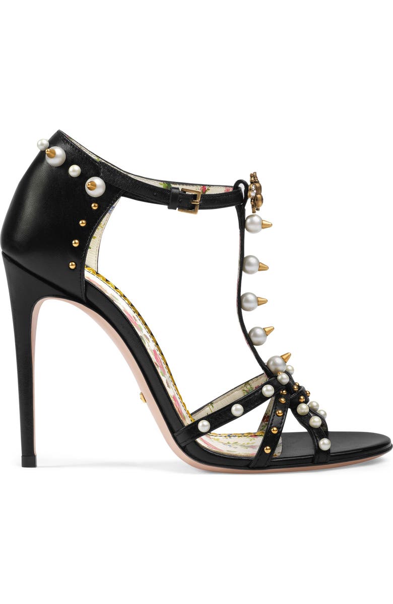 Gucci Regina Embellished T-Strap Sandal, Alternate, color,