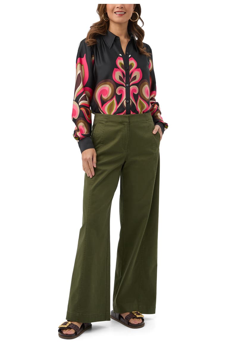 Trina Turk Cassavetes Button Up Border Printed Top, Alternate, color,