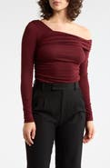 Elodie One Shoulder Long Sleeve Ruched Top