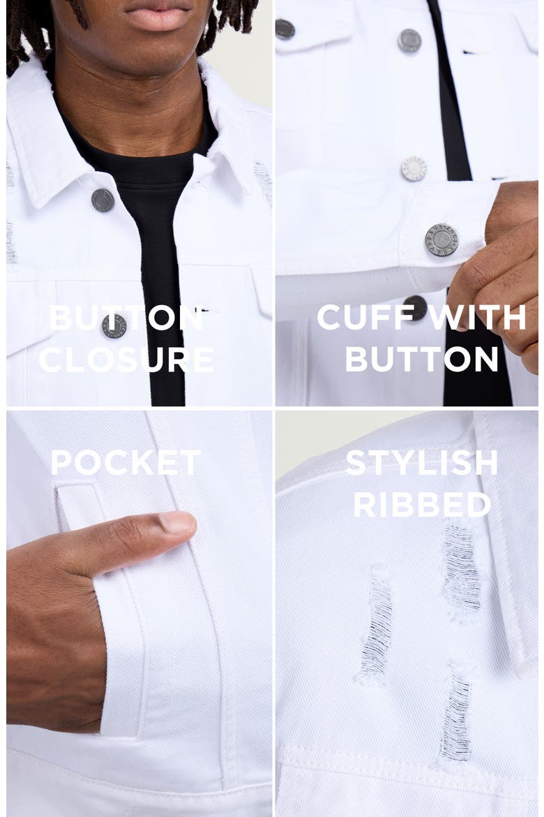 Slim Washed Denim Jacket, Alternate, color, WHITE