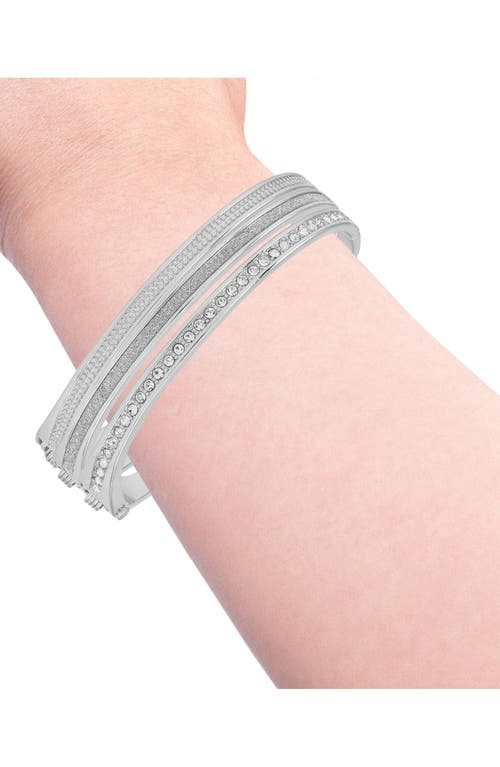 Guess Set Of 3 Hinge Bracelets In Silver