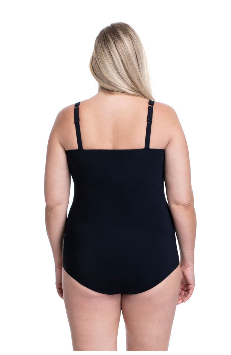 Profile by Gottex Tutti Frutti Plus Size Sweetheart Neck Shirred One Piece, Alternate, color, Black