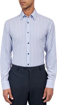W.R.K Regular Fit Stripe Performance Stretch Dress Shirt