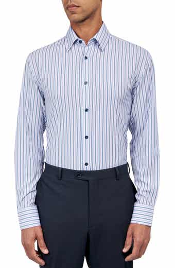 Regular Fit Stripe Performance Stretch Dress Shirt