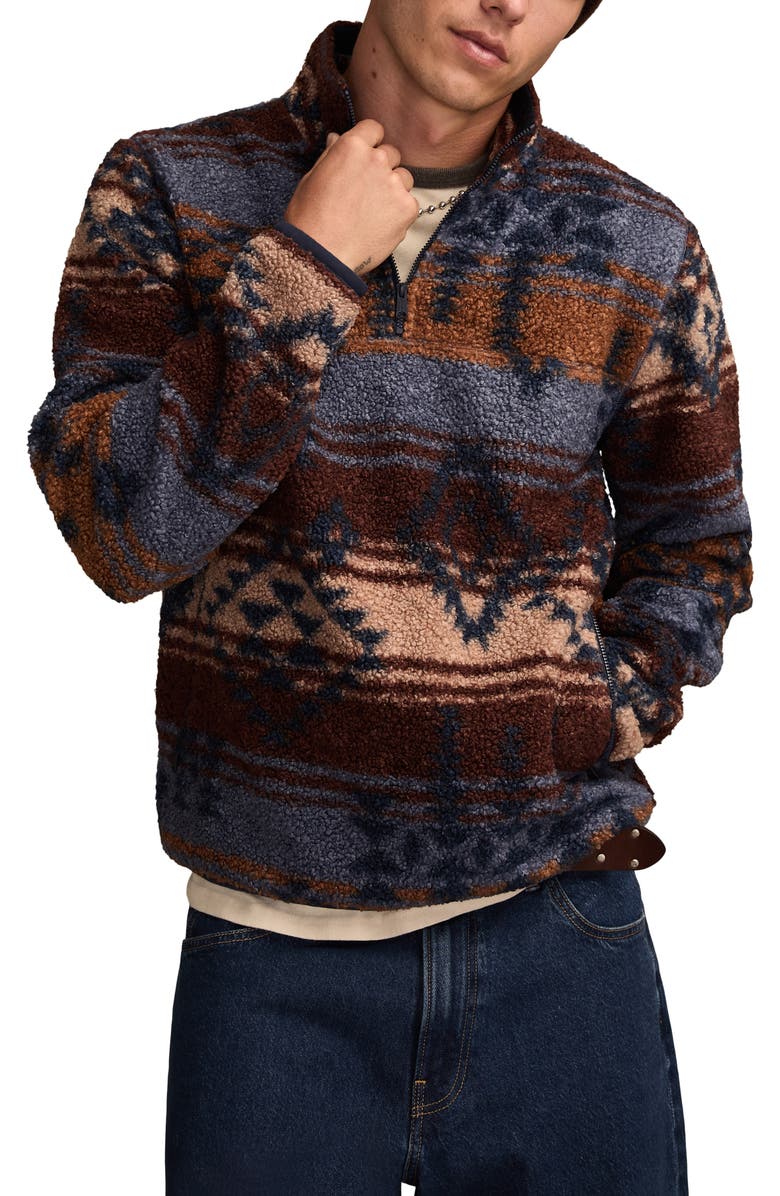 Lucky Brand Faux Shearling Quarter Zip Jacket, Main, color, Multi