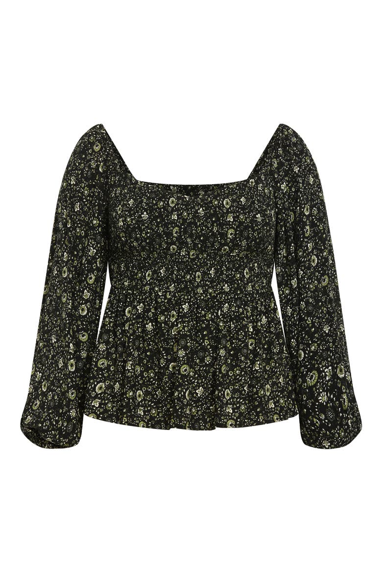 Monroe Smocked Top, Alternate, color, OLIVE DITSY
