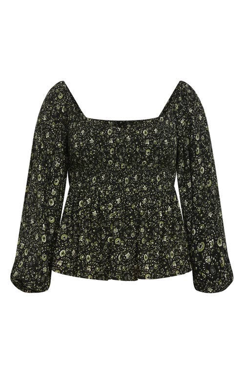 City Chic Monroe Smocked Top In Green