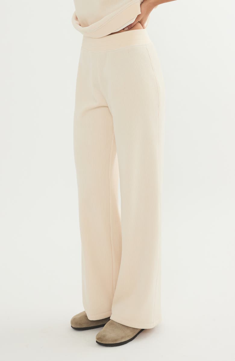 Marine Layer Velour Flare Leg Pants, Alternate, color, Cream