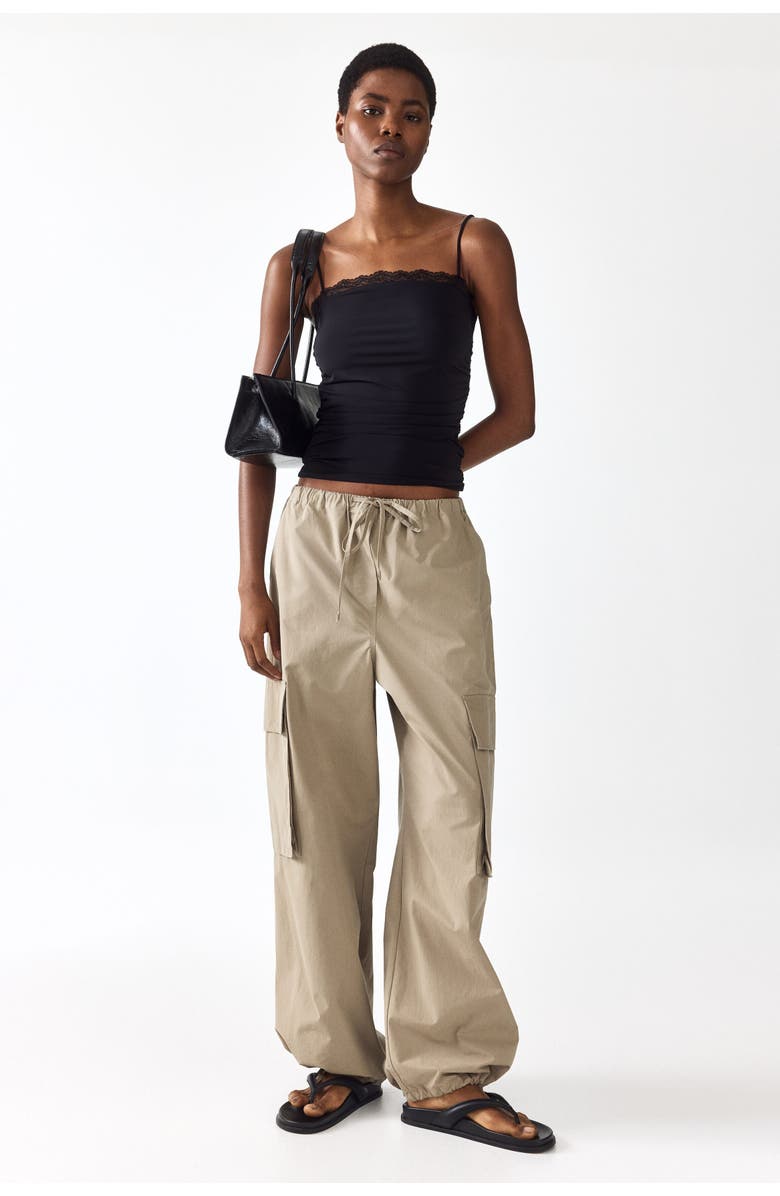 H&M Lace-trimmed Strappy Top, Main, color, Black