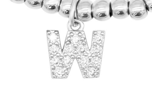 Adornia Silver Stretch With Mini Crystal Initial Bracelet Set In Silver-w