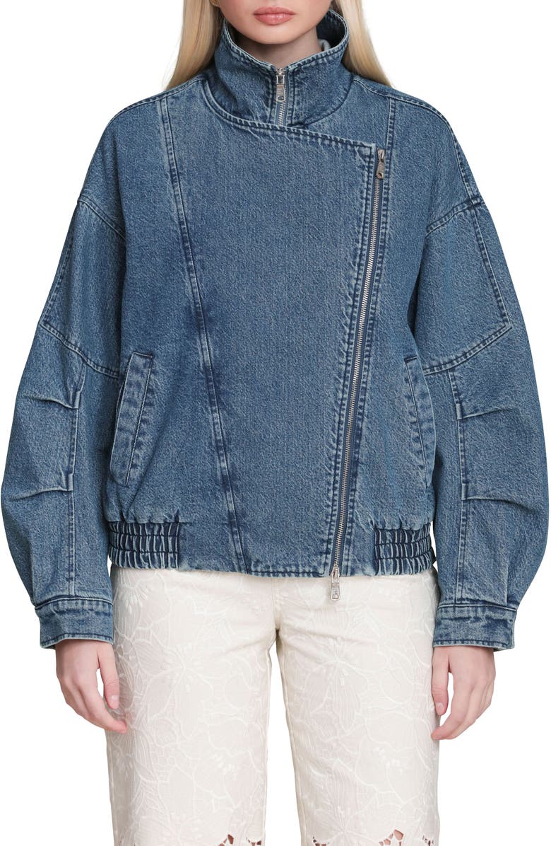 Avec Les Filles Denim Bomber Jacket, Alternate, color, Montgomery Wash