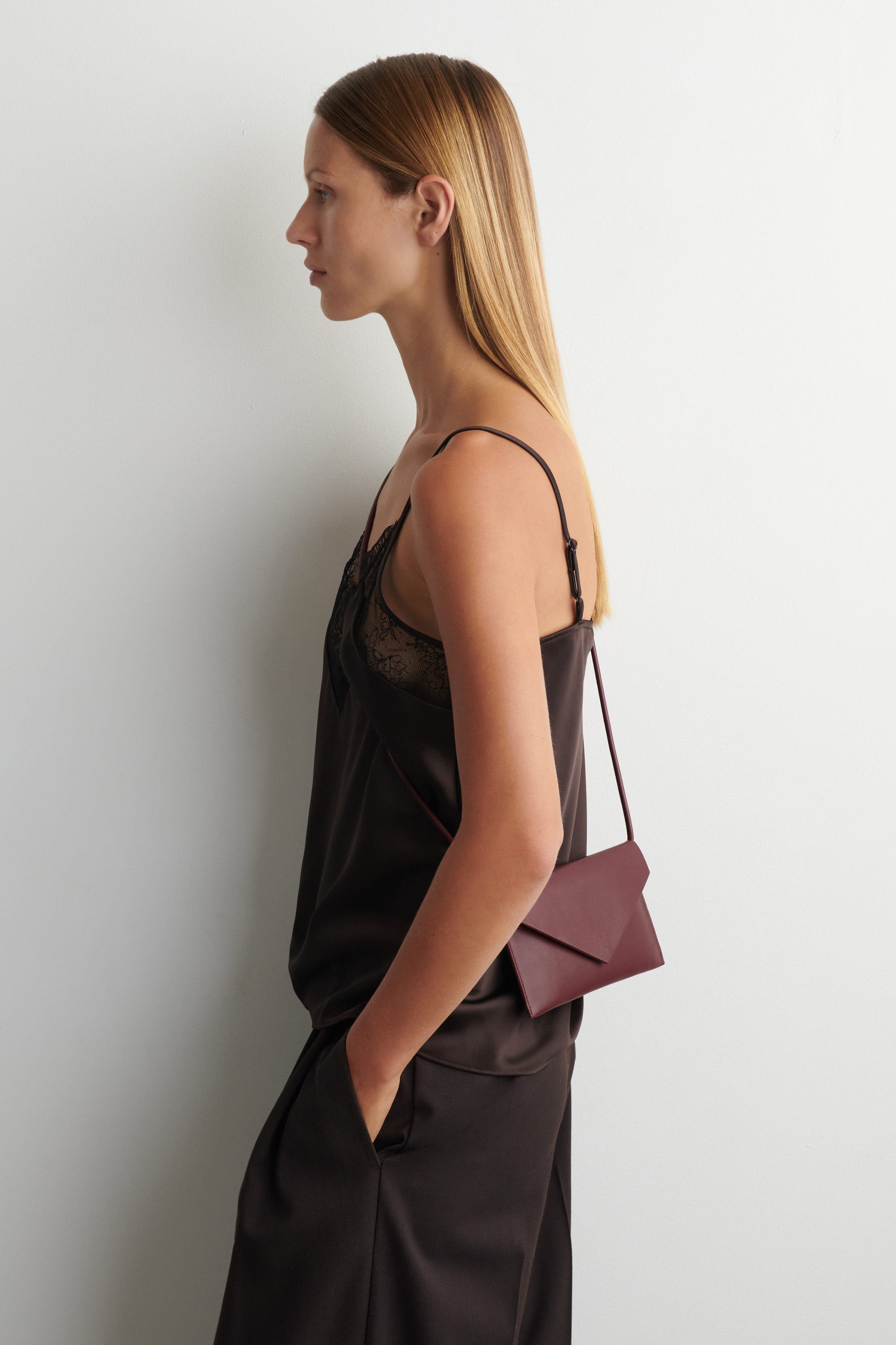 COS Envelope Bag - Leather, Alternate, color, Bordeaux