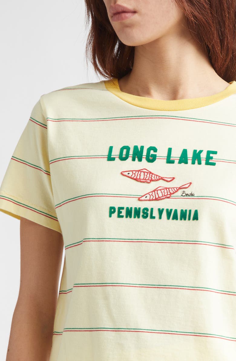 Bode Summertime Stripe Cotton T-Shirt, Alternate, color, Yellow Multi