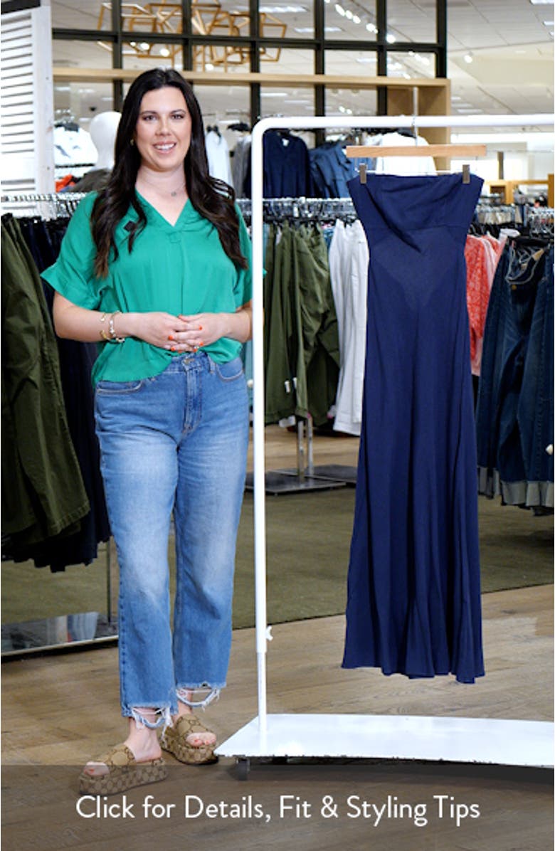 Yahir Strapless Linen Blend Maxi Dress, sales video thumbnail