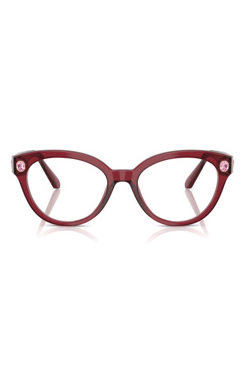 Swarovski 54mm Round Optical Glasses In Burgundy