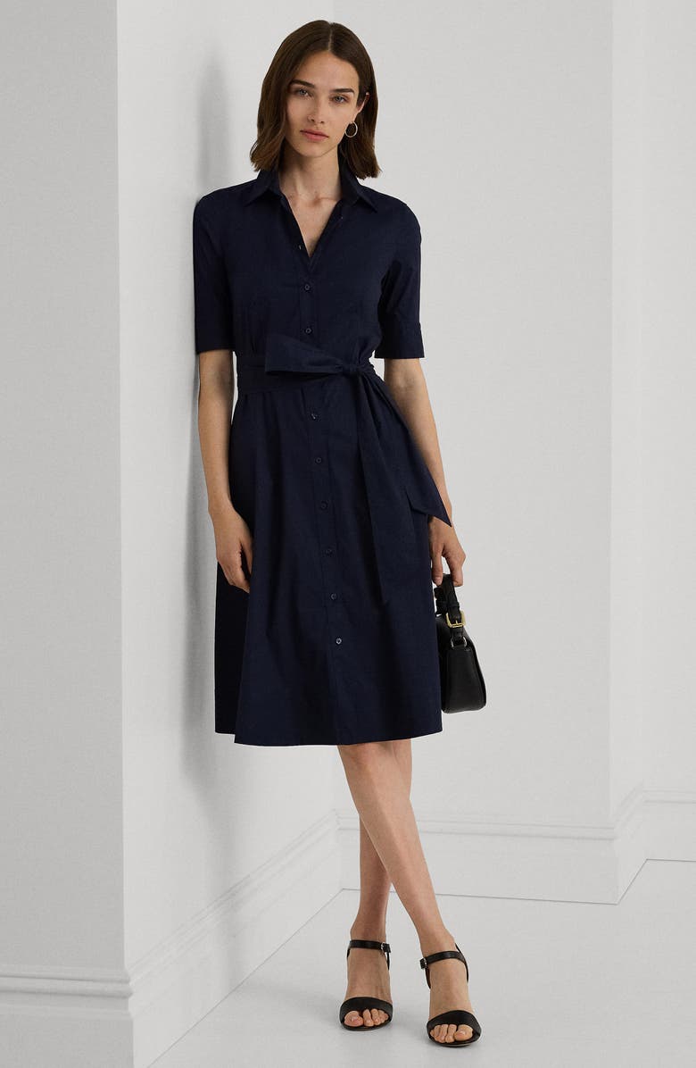 Lauren Ralph Lauren Cotton Blend Shirtdress, Alternate, color, Lauren Navy