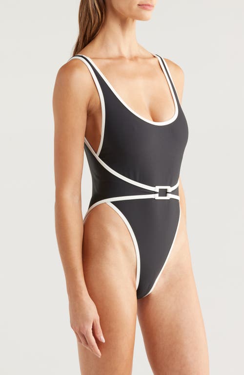 Solid & Striped The Melanie Belted One-piece Swimsuit In Noir