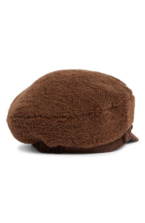 Bcbg Faux Shearling Corduroy Conductor Cap In Brown