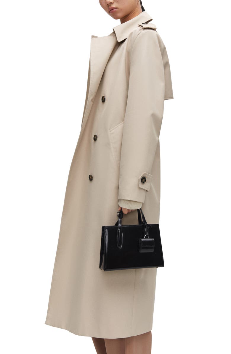 MANGO Double Breasted Water Repellent Trench Coat, Alternate, color,