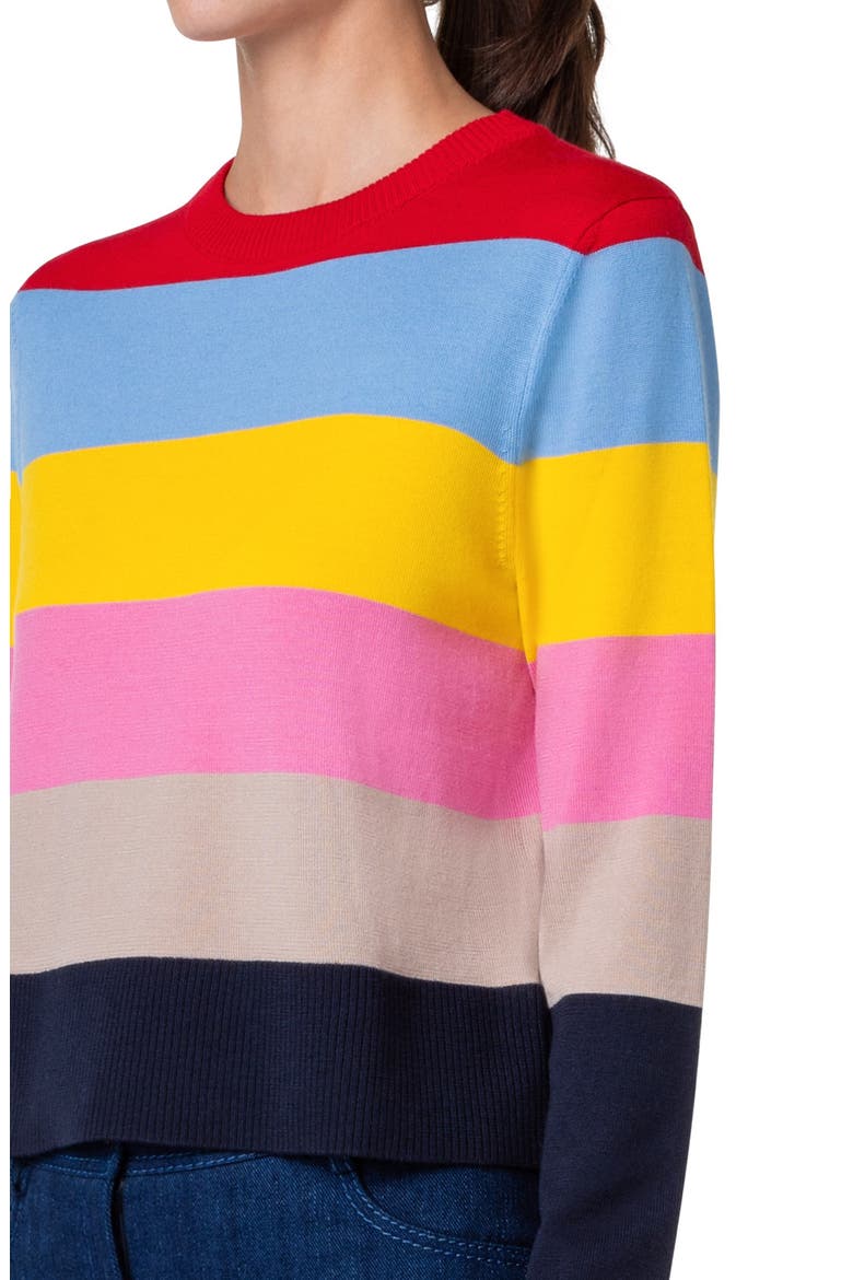 Colorblock Stripe Crewneck Sweater, Alternate, color, BLUE MULTICOLOR