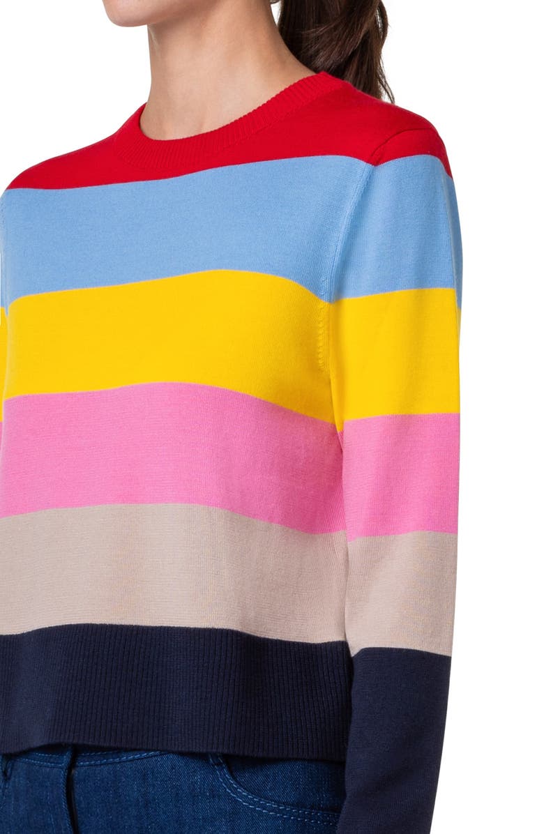 Akris punto Colorblock Stripe Crewneck Sweater, Alternate, color, 