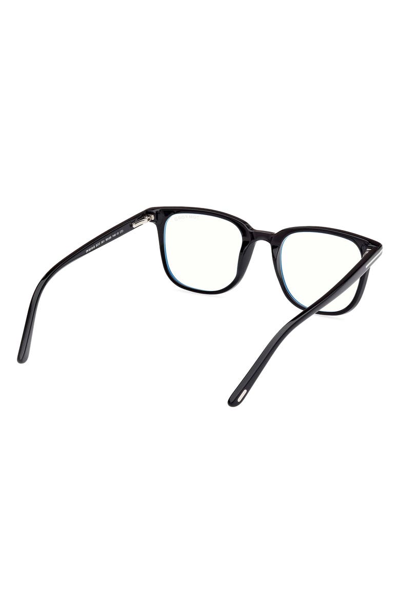 TOM FORD 50mm Square Blue Light Blocking Optical Glasses & Clip-On Sunglasses, Alternate, color, Black Eco / T Logo