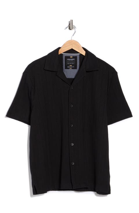 Black with Geometric Stripes Camp Shirt