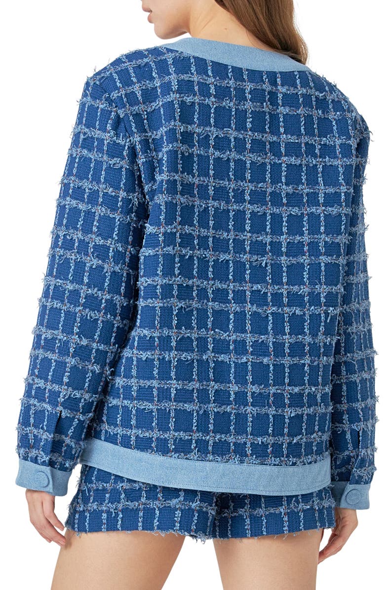 Endless Rose Denim Tweed Jacket, Alternate, color, Denim