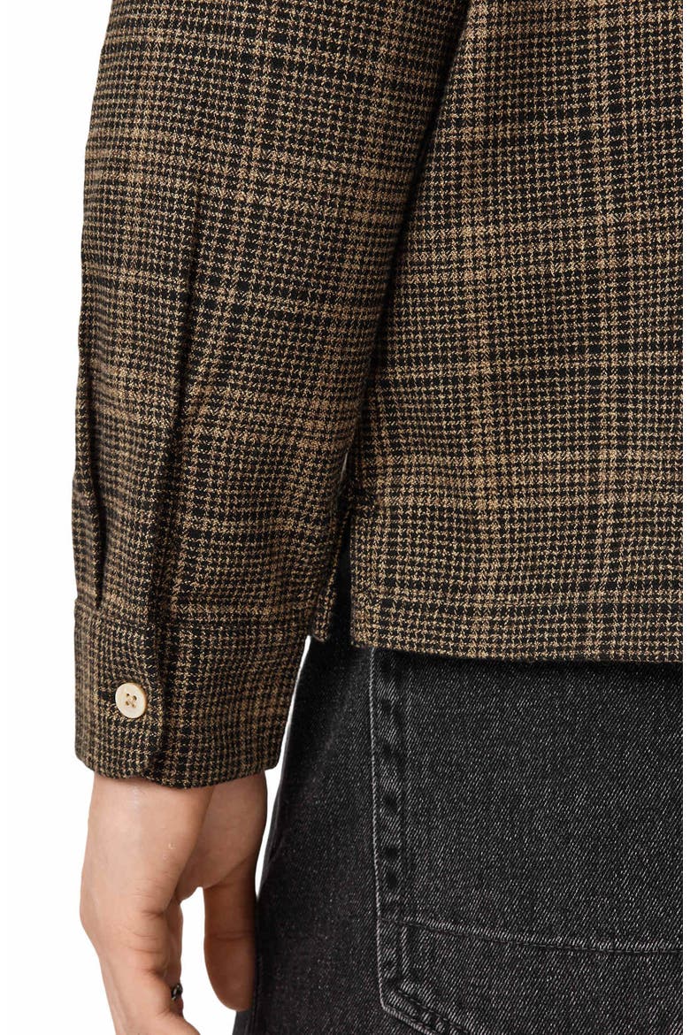 Saru Plaid Cotton Button-Up Shirt, Alternate, color, BLACK/ BROWN