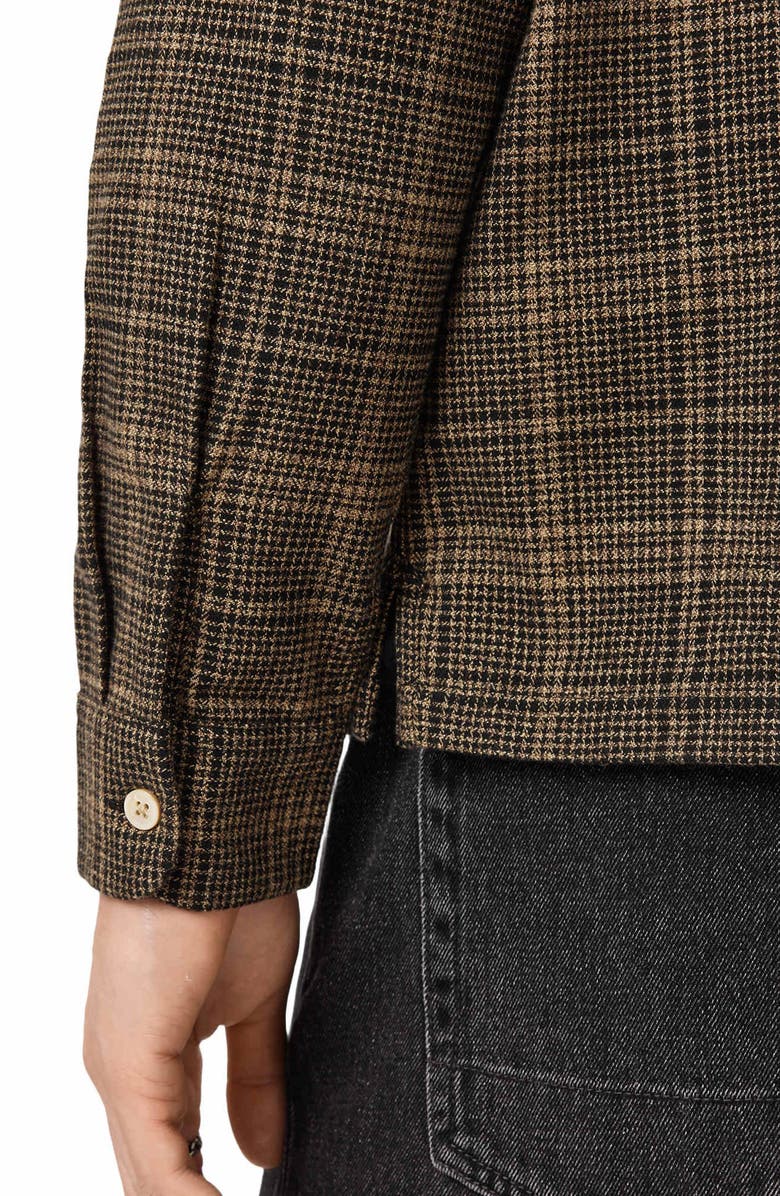 AllSaints Saru Plaid Cotton Button-Up Shirt, Alternate, color, Black/ Brown