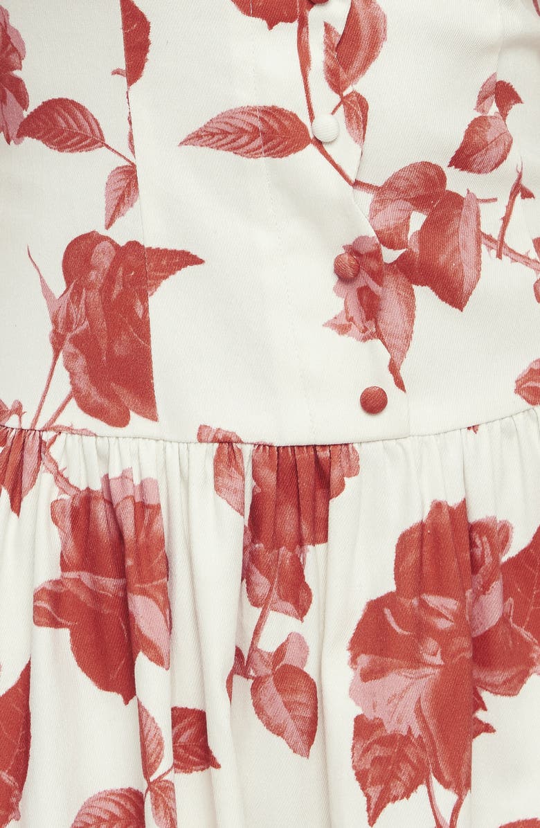 FLYING TOMATO Floral Sleeveless Cotton Blend Twill Dress, Alternate, color, Ivory Mauve