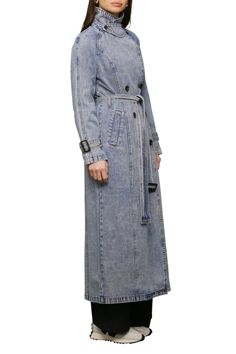 Relaxed Maxi Denim Trench Coat, Alternate, color, VINTAGE BLUE WASH