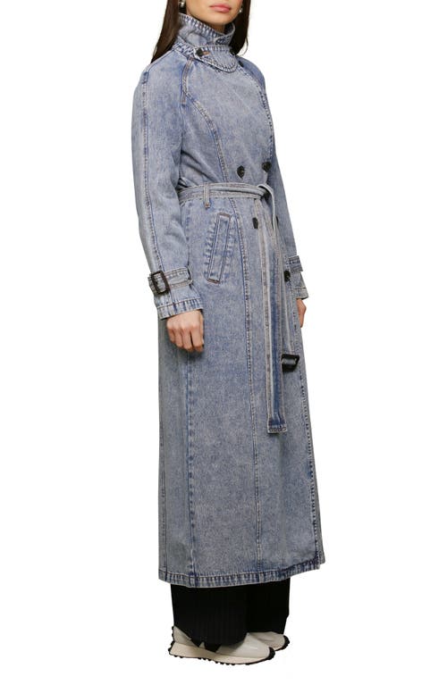 Avec Les Filles Relaxed Maxi Denim Trench Coat In Blue
