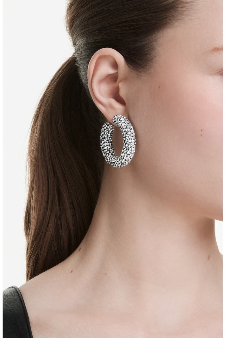 Sublima Hoop Earrings, Alternate, color, WHITE/ SILVER