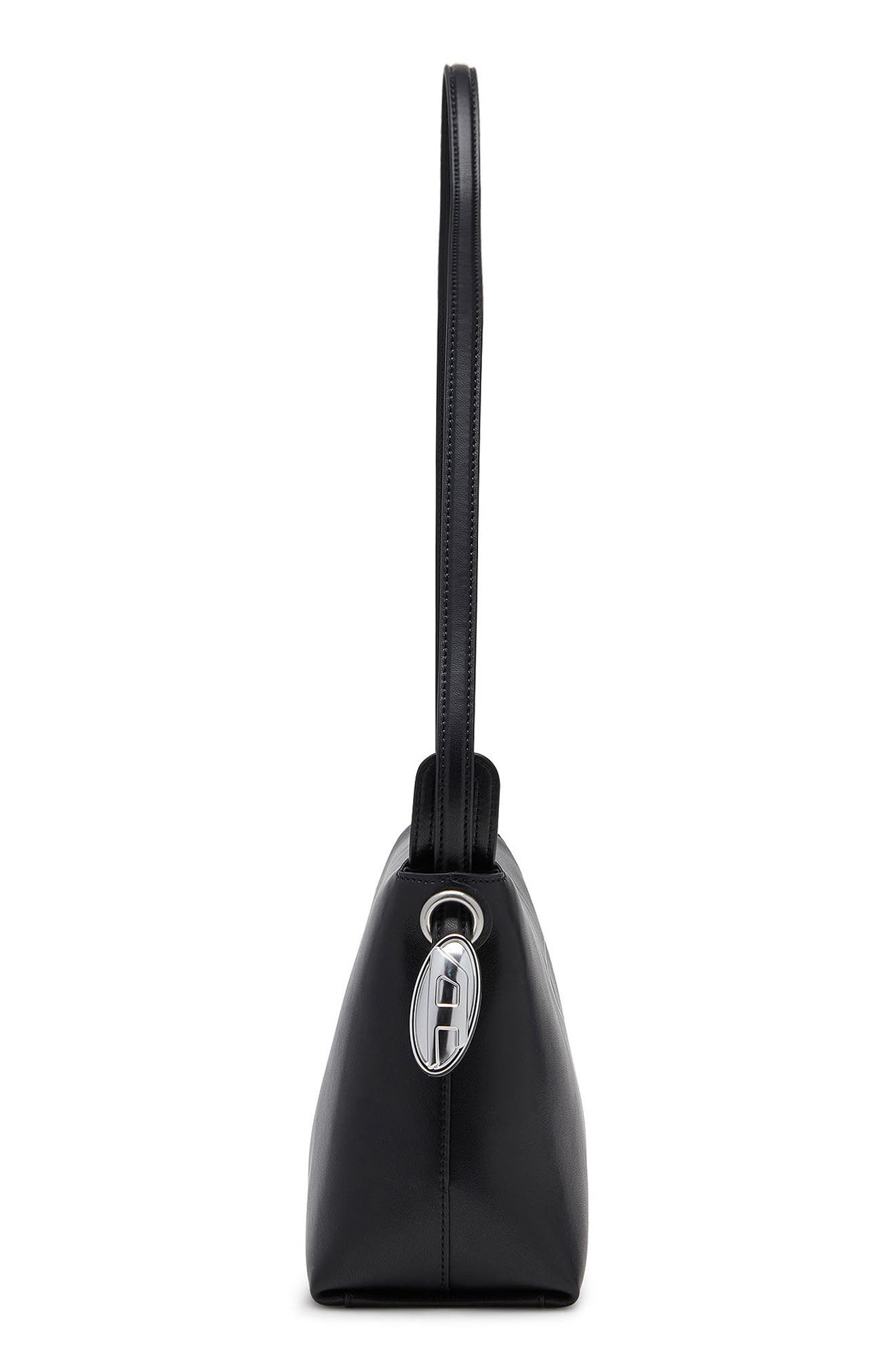 D-Rop Leather Shoulder Bag, Alternate, color, BLACK