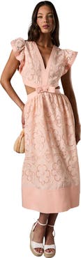 Coast V-Neck Cut Out Lace Midi Dress