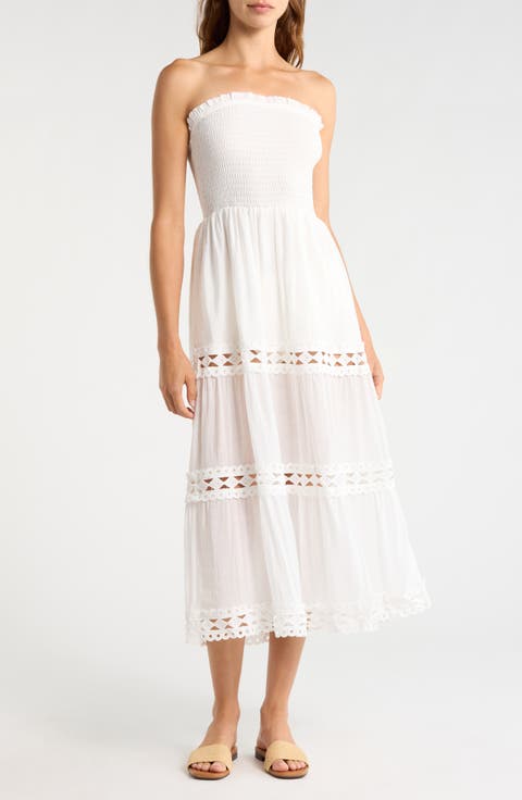 Tiered Strapless Cover-Up Dress