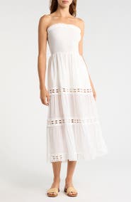 Elan Tiered Strapless Cover-Up Dress