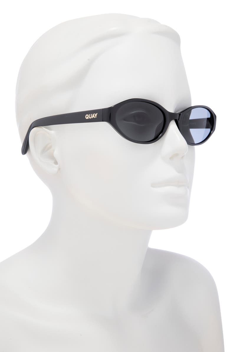 QUAY Aura Points 55mm Oval Sunglasses, Alternate, color, Black/ Smoke